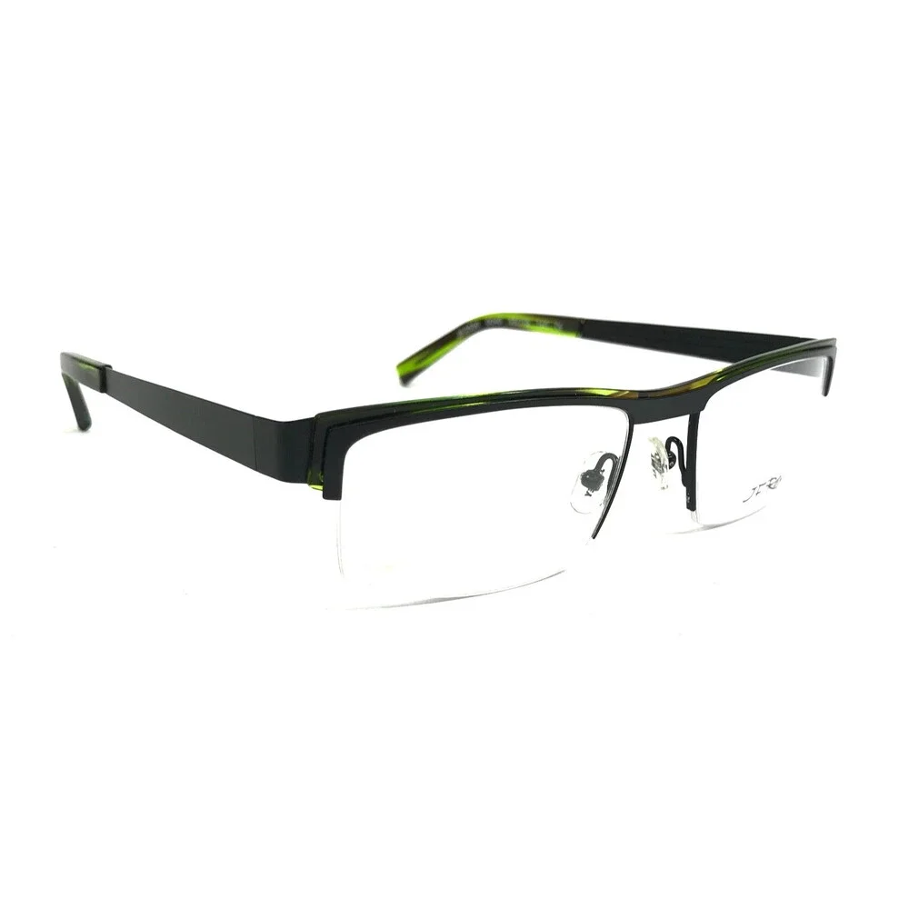 J.F. Rey Eyeglasses Frames JF2550 0040 Matte Black Green Horn Half Rim 55-19-140